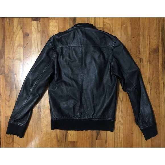 H&M Leather Jacket Aviator 80s Coat Vintage Biker - Picture 3 of 10